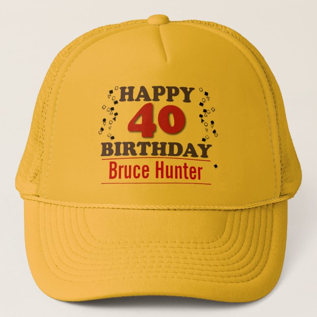 Boné Aniversário de 40 anos feliz (Frente)