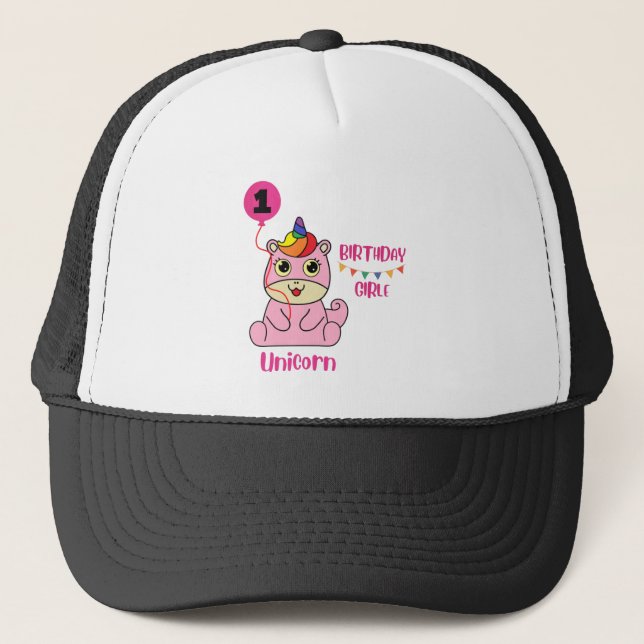 Boné aniversário de uma menina unicórnio (Frente)