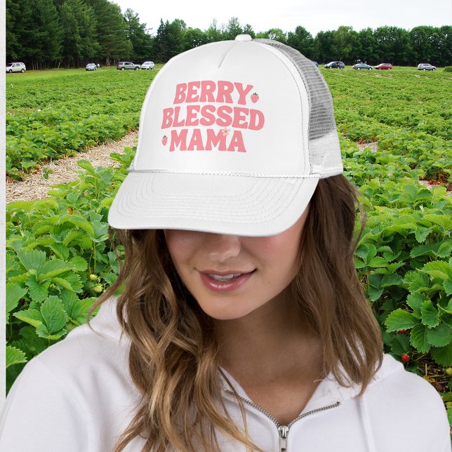 Boné Aniversário Rosa Mamãe Sortuda Morango Fofo (Criador carregado)