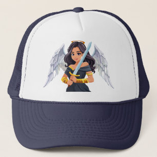 Boné Anjo feminino fofo com asas abertas e espada