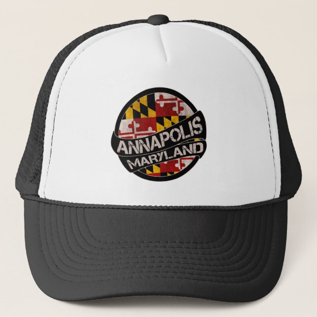 Boné Annapolis Maryland flag grunge trucker hat (Frente)