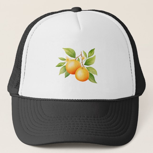 Boné Aquarela Laranja Com Flor (Frente)