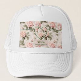 Boné Aquarela Rosa Cor-de-rosa e Botânica