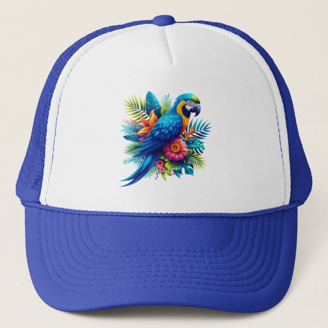 Boné Arara tropical azul-colorida (Frente)