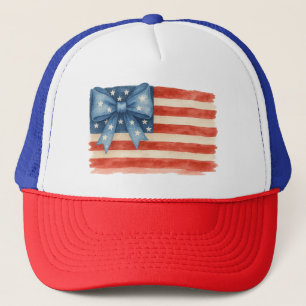 Boné Arco Coquette American Flag Watercolor 4 de julho