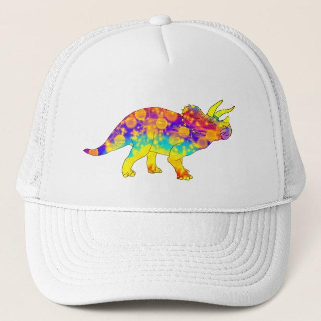 Boné Arte Colorida e Divertida de Triceratops Dinossaur (Frente)
