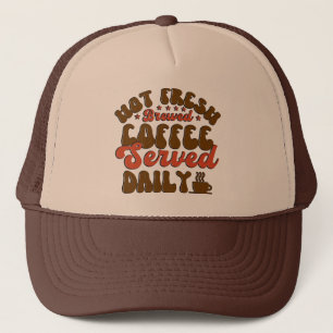 Boné Arte com palavras de café fresco servido diariamen