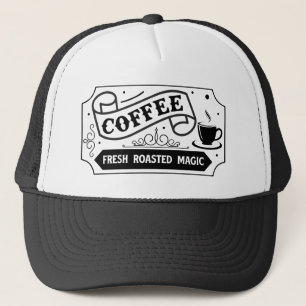 Boné arte com palavras de funcionário de café fresco