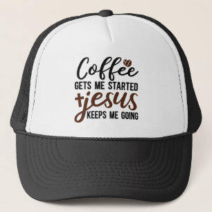 Boné Arte com palavras engraçadas de Jesus e café