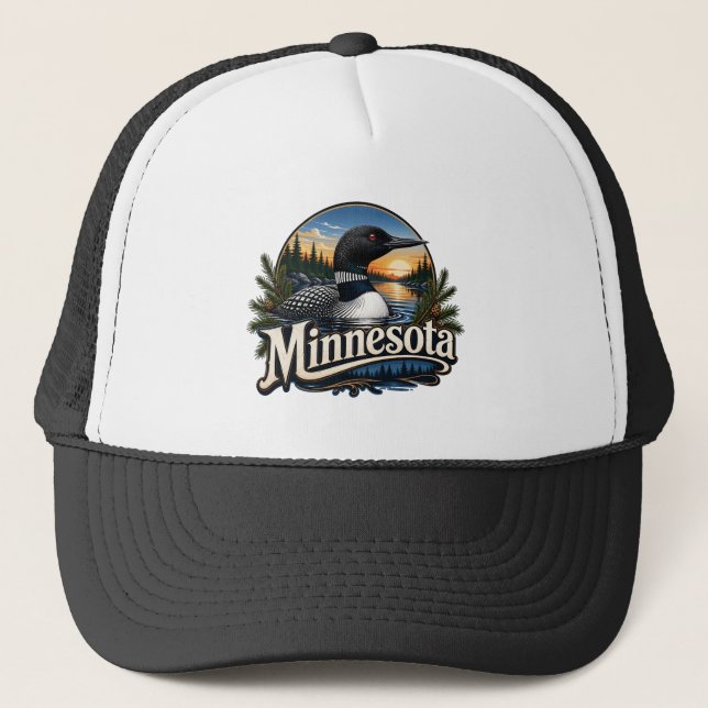 Boné Arte da Natureza do Pássaro Loon de Minnesota (Frente)