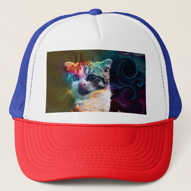 BONÉ ARTE DE GATO COLORIDA E ENGRAÇADA (Frente)