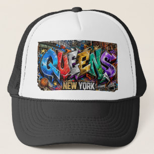 Boné Arte de Parede com Grafite de Queens Nova York