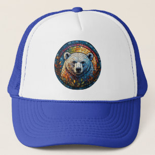 Boné Arte de Vidro Manchado de Urso Polar Majestoso