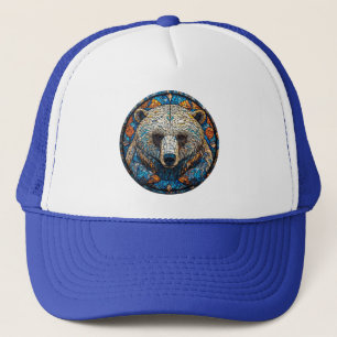 Boné Arte de Vidro Manchado de Urso Polar Majestoso