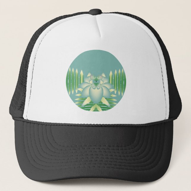 Boné Arte Deco Floral Fractal Lótus Verde-Menta (Frente)
