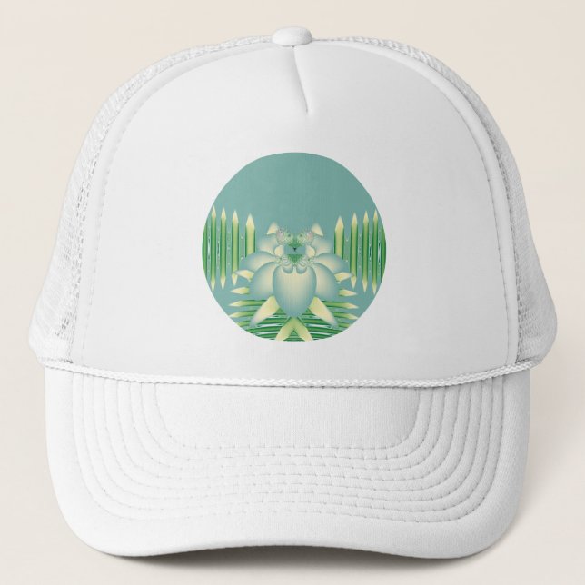 Boné Arte Deco Floral Fractal Lótus Verde-Menta (Frente)