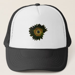 Boné Arte Floral de Girassol Amarelo Neon Minimalista