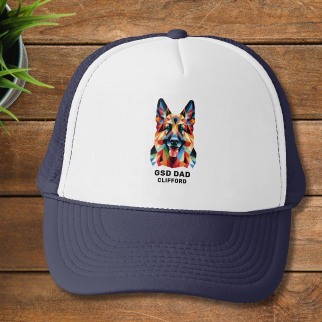 Boné Arte Low Poly Personalizada de Papai Cachorro Past (Personalize with name or edit/replace/delete text as required. )