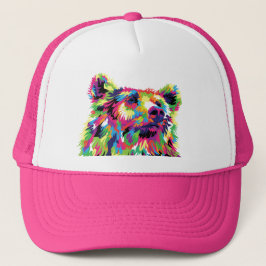 Boné Arte pop colorida de urso grizzly