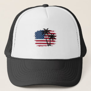Boné Arte vetorial de palmeira bandeira americana patri
