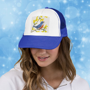 Boné Árvore azul de pássaro cante bonito
