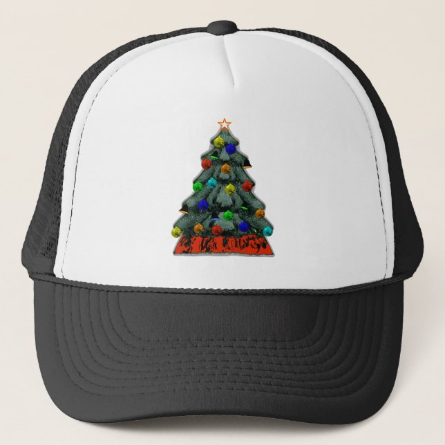 Boné Árvore de Natal Decorou Os Presentes MUSEUM Zazzle (Frente)