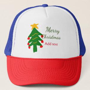 Boné Árvore verde de natal vermelho feliz Natal adicion