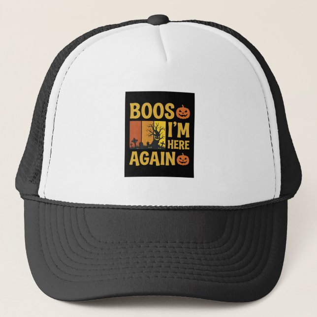Boné Assombração de Halloween Estou Aqui Novamente Dese (Frente)