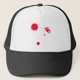 Boné Assustador vermelho derramando sangue no Dia das B