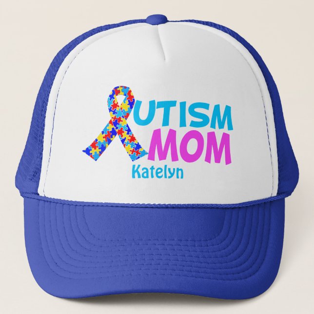 Boné Autismo Mãe Bonita Oferta Personalizada de Dia de  (Frente)