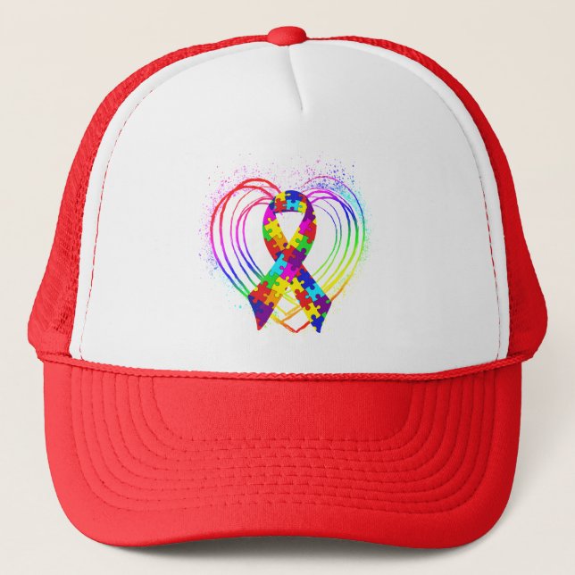 Boné Autismo Ribbon em Coração: (Frente)