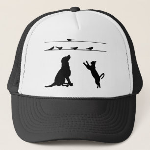 Boné Aves De Cães Gatos Silhouettes Fios Fios Animais
