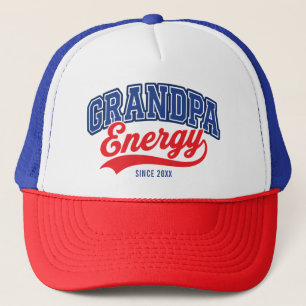 Boné Avô Energia Vermelho Azul Retro Desde Design