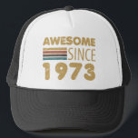 Boné Awesome Since 1973 50th Birthday<br><div class="desc">A cool vintage style birth year design with retro colors and faux distressed effect. A great birthday gift idea or for fun birthday party supplies. Personalize this custom birthday design by adding your own name!</div>