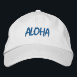 Boné Azul ALOHA e Branco<br><div class="desc">Chapéu de algodão bordado azul e branco ALOHA. Faz um presente maravilhoso para quem ama o Havaí! Se preferir ter o seu texto pessoal, selecione simplesmente o botão "Personalizar este modelo" para introduzir o texto personalizado. O bordado também é personalizável para outras opções de cores selecionando o botão da ferramenta...</div>