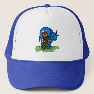 Boné azul do boi de Paul Bunyan e de borracho