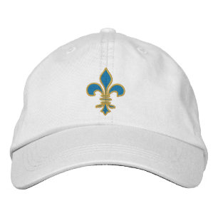 Boné Azul e Dourado Fleur De Lis Hat