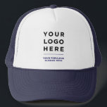 Boné Azul Marinho | Logotipo personalizado e chapéu com<br><div class="desc">Logotipo comercial Impresso Marinho de texto opcional Promocional de texto azul Baseball & Trucker Hat Expresse seu estilo exclusivo da empresa com nosso logotipo personalizável e chapéus de marca de texto - não é necessário fazer uma encomenda mínima. Quer você prefira matizes vibrantes ou tons clássicos, oferecemos uma ampla variedade...</div>