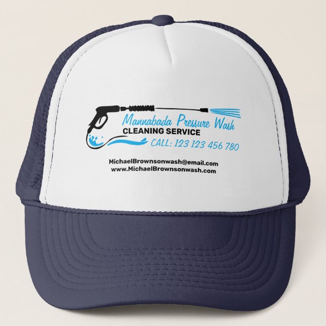Boné Azul Preto Potência de Lavagem de Alta Pressão Pro (Frente)