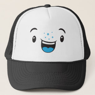 Boné Azul sorrindo Kawaii Face Trucker Hat