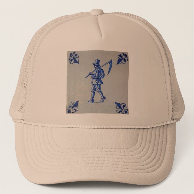 Boné Azulejo Azul Delft - Carregando de força ou enferm (Frente)