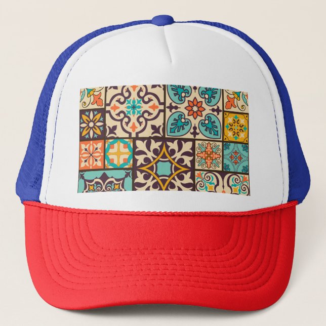 Boné Azulejo Colorido de Patchwork Islam Motifs (Frente)