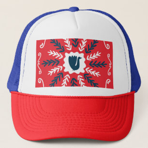 Boné Azulejo de Natal Folk Doodle Art