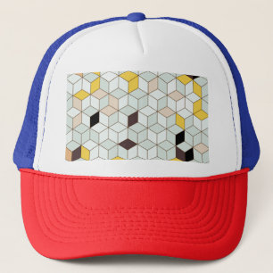 Boné Azulejos, padrão branco preto geométrico.