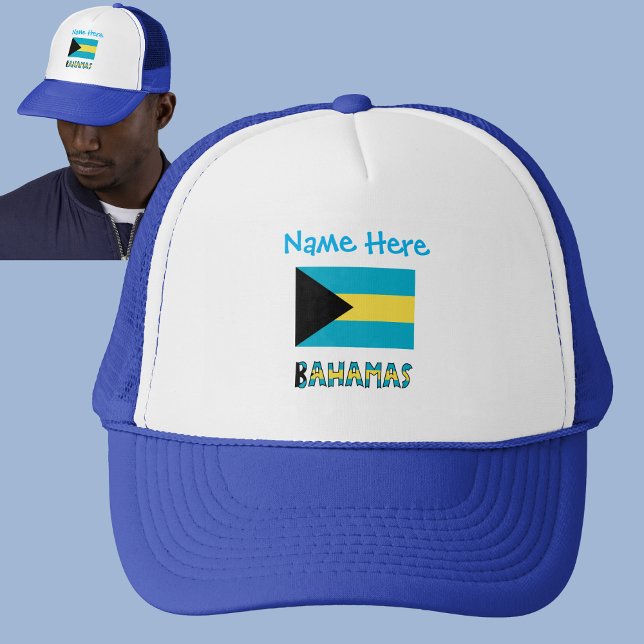 Boné Baamas e Bahamas - Personalização Azul da Bandeira (Criador carregado)