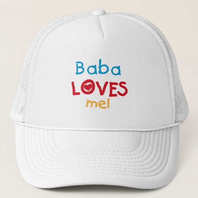 Boné Baba me ama T-shirts e presentes (Frente)