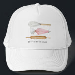 Boné Baker Paery Chef Hat<br><div class="desc">Um chapéu de padeiro ou de pastelaria para o seu negócio de assar. Personalize com seu nome de empresa. Para um cozinheiro de pastelaria numa padaria ou um fornecedor de sobremesas.</div>