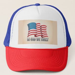 Boné Bandeira Americana Em Deus Nós Confiamos No Red Wh