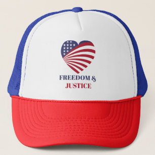 Boné Bandeira americana Liberdade & Justiça com Coração
