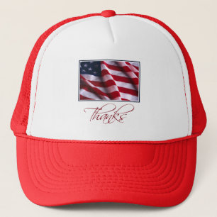 Boné Bandeira Americana Patriótica Agradecendo em Verme